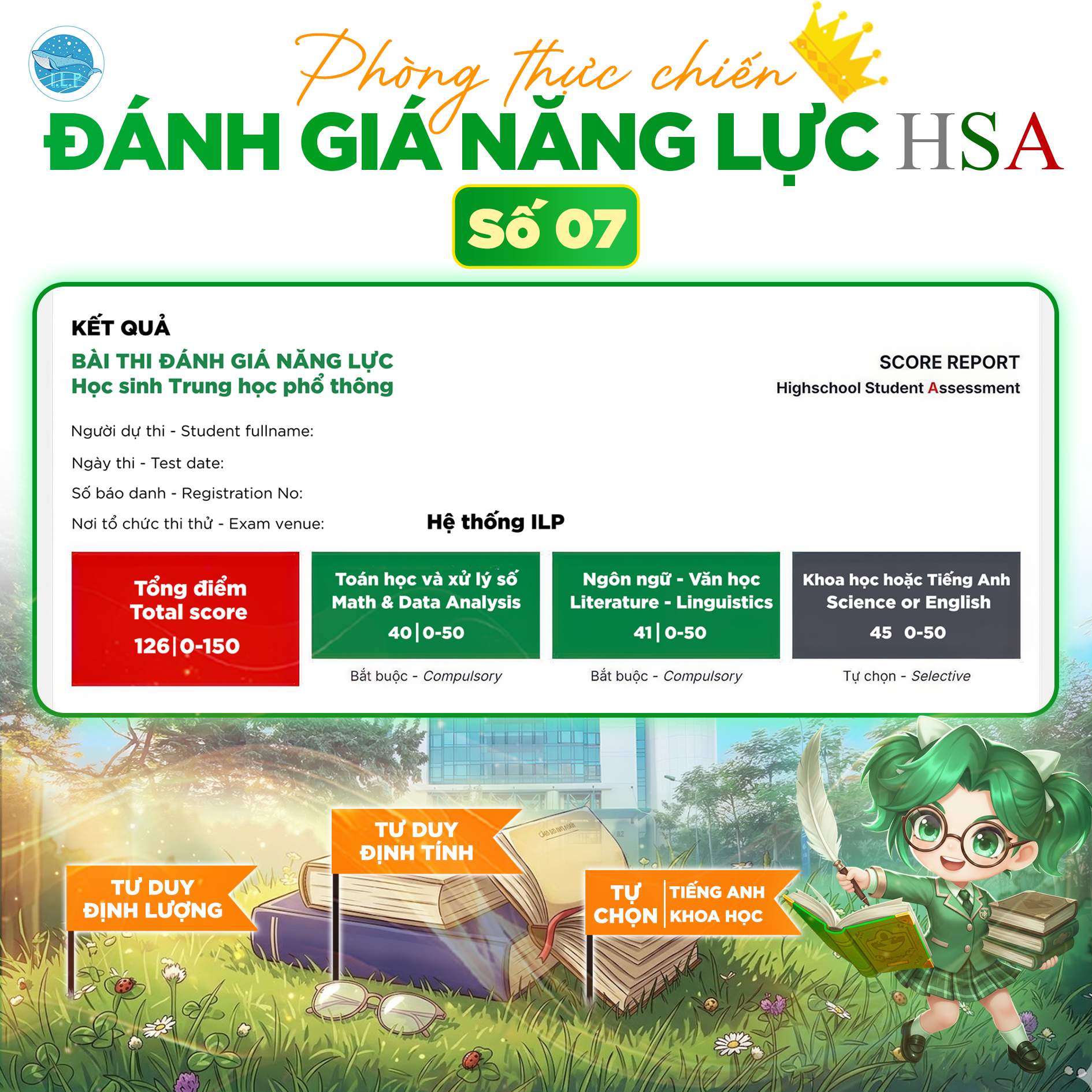 Phòng thi thực chiến ĐGNL HSA - ĐHQG số 07